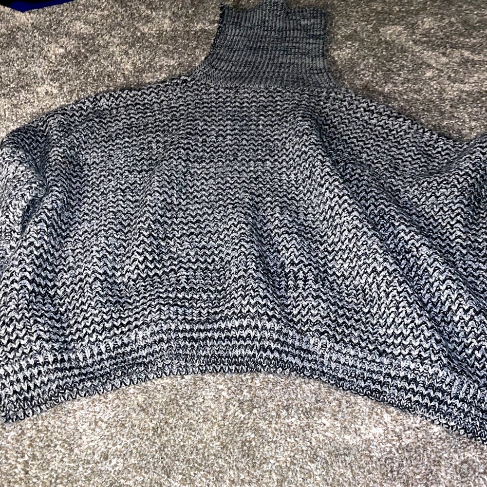 Grey high neck cropped sweater